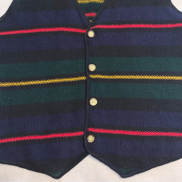 Vintage Structure Vest Mens Sz XL Striped 
Navy Blue, Green, Red, Gold - Picture 3 of 4